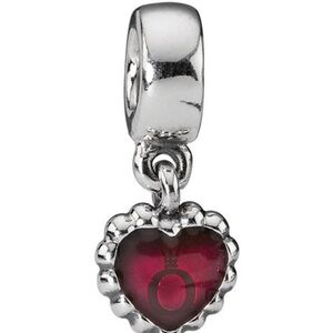 Pandora Enamel Red Fuchsia Forever Heart Logo Bead Dangle Charm